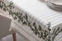 Hermia Eucalyptus 200 Mantel 100% Algodón Verde y Blanco 150 x 200 cm 120 gr/m2